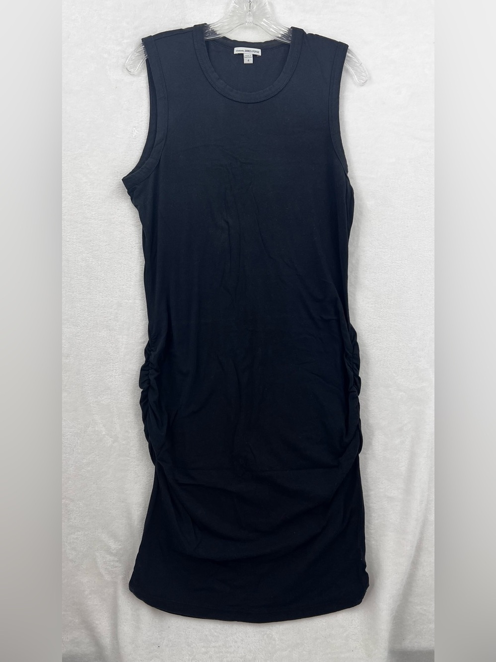 James Perse Black Ruched Sheath Midi Dress - Picture 2 of 7